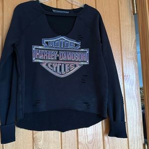 Harley Davidson ladies destroyed sweatshirt S